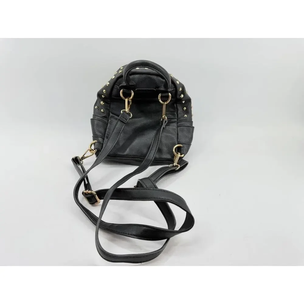 Bebe Black Studded Mini Backpack Purse Faux Leather Tassel One Size